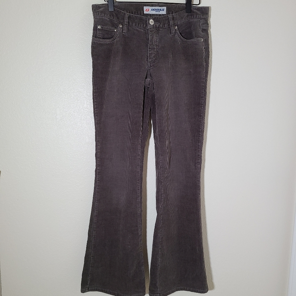 Y2K Anchor Blue Low Rise Flared Corduroy Pants